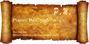 Pupos Mátyás névjegykártya