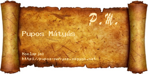 Pupos Mátyás névjegykártya